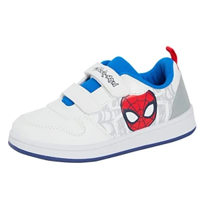 Image of Boys Spiderman Trainers White/Grey Web UK 12 Child