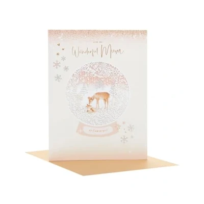 Image of UK Greetings Christmas Card for Mum Intricate Snow Globe Design