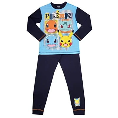 Image of PoKéMoN Boys Pokemon Pyjamas Long Sleeved 5 to 11 Years 9 10 / 134 140 cms Black/Blue