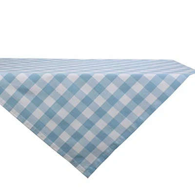 Image of DII Buffalo Check Collection Classic Tabletop, Table Topper, 40x40, Light Blue &amp; White