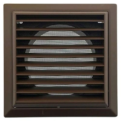 Image of 100mm (4&quot;) Louvred Grille with Fly Screen (Brown)