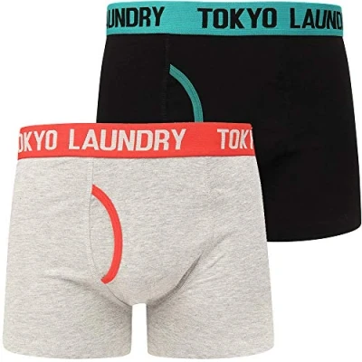 Image of Tokyo Laundry Men&#039;s Nevern 2 (2 Pack) Boxer Shorts Set River Green/High Risk Red S