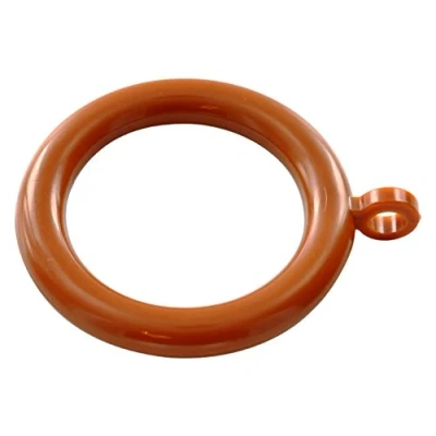 Image of Merriway BH04513 (24 Pcs) Plastic Curtain Pole Rod Drapery Rings with Fixed Eye, Inner Diameter 25mm (1 inch) and Outer 33mm (1.1/4 Medium Brown Pack of 24 Pieces