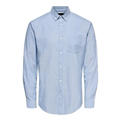Image of Only &amp; Sons Onsneil LIFE Oxford Shirt, Men&#039;s, Size: XS, Cashmere blue