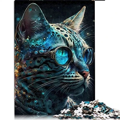 Image of jigsaw puzzles for Adults 1000 pieces Bengal Cat Puzzle Cardboard Educational Game Challenge Toy （Size 26x38cm）