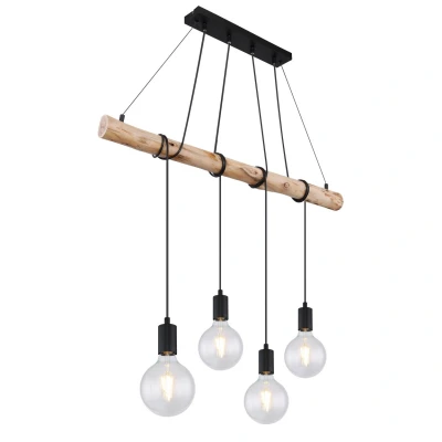 Image of Auston Bar Pendant Ceiling Light Matt Black 4x E27