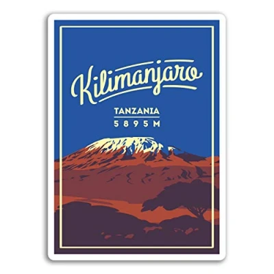 Image of 2 x 10cm Mount Kilimanjaro Vinyl Stickers Tanzania Sticker Luggage #17887 (10cm Tall)