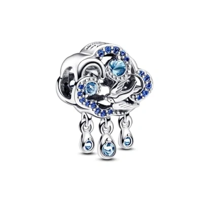 Image of Pandora Moments Cloud sterling silver charm with skylight, stellar, bleached aqua, and icy blue crystal