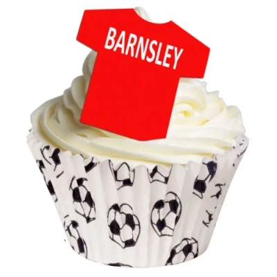 Image of Pack of 12 Edible Wafer Decorations Barnsley Football Toppers 201 175