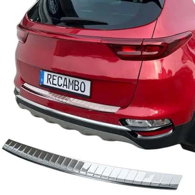 Image of RECAMBO Boot Sill Protector Stainless Steel High Gloss Polished Chrome Look Compatible with Kia Sportage QL from 07/2018 Onwards Styling and Protection for the Bumper