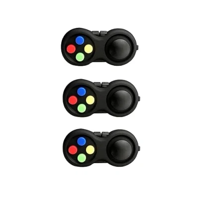 Image of Fidget Pad Multi Color Buttons (Pack of 3) Stress Relief Toy 8 Tactile Surfaces Pocket Sized Controller Anxiety and Management Small Lightweight