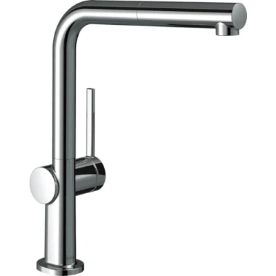 Image of hansgrohe Talis M54 Kitchen Tap with Extendible Shower Head, 1 Steel Type, Spout Height 270 mm, Mixer 360 Swivelling, Stainless Finish