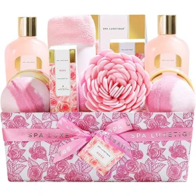 Image of Spa Luxetique Gift Set,12pcs Rose Bath Set, Sets for Women Gifts, Luxury Set with Bubble Bath, Body Lotion, Hand Cream, Mum Thank You Gifts