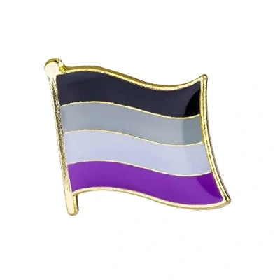 Image of Asexual Pride Sexuality Rainbow Bow LGBTQ Flag Enamel Lapel Pin Badge