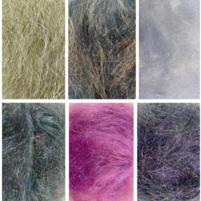 Image of Molten Designs Pack 6 Angelina Hot Fix Fibres Gold Iris, Copper Bronze, Pearl, Purple Forest, Black Sparkle &amp; Sugarplum