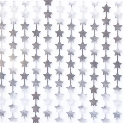 Image of Silver Foil Star Fringe Curtain 100 x 190cm