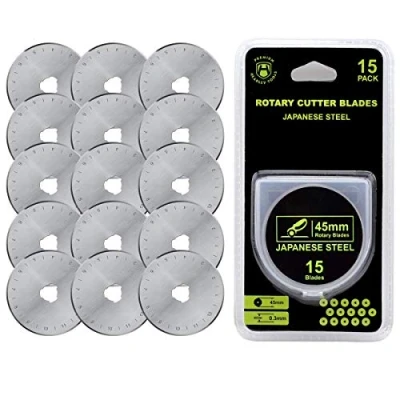 Image of Headley Tools Rotary Cutter Blades 45mm(Pack of 15) Fits Olfa,Fiskars,Dafa,Dremel,Truecut Replacement, Quilting Scrapbooking Sewing Arts Crafts,Sharp and Durable
