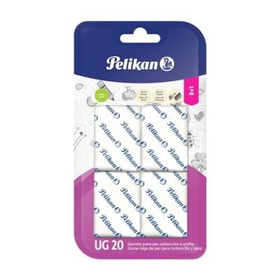 Image of Pelikan Bread Eraser UG 20 White Erasers Suitable for Technical, Artistic and School Drawing, Charcoal Graphite, Pack of 4