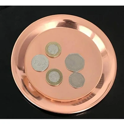 Image of Copper Tip Tray Round Bill 5.5inch 14cm Presenter for Restaurants