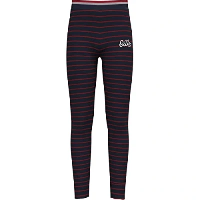 Image of Odlo Kids functional underwear long pants with striped print ACTIVE WARM ORIGINALS ECO, dark sapphire sundried tomato, 140