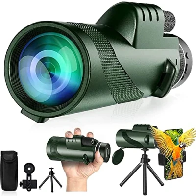 Image of 80x100 Monocular Telescope High Powered for Adults Smartphone Adapter Hunting Wildlife Bird Watching Travel Camping Hiking