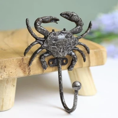 Image of Fyne Finds Metal Crab Hook Rustic Vintage Nautical Leads Coat Keys Wall Hanger