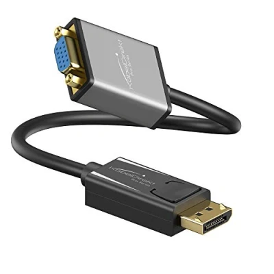 Image of KabelDirekt DisplayPort DP to VGA adapter 0.15m (maximum resolution 1920 x 1200/60Hz, suitable for all graphics cards with a output connecting beamers or monitors input)