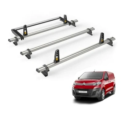 Image of Van Guard Roof Rack for Citroen Dispatch (2016+) 3 Bars + Rear Ladder Roller [Only Suitable &#039;M&#039; Wheelbase Models with Twin Doors] Ulti Bar VGR 09/VG333