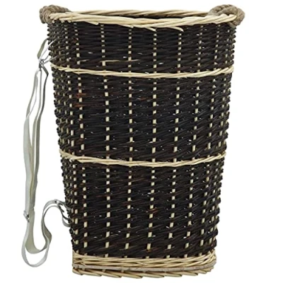 Image of vidaXL Natural Willow Firewood Backpack Rustic Brown Log Holder with Carrying Handles and Belts Versatile for Laundry or Vegetable Storage 50x44x58cm