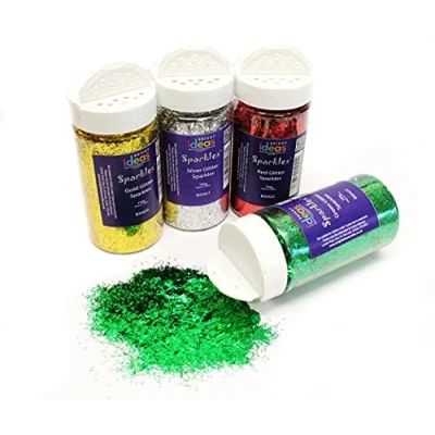 Image of Bright Ideas Glitter Sparkles Pack of 4 150gram tub with Shaker lid Ideal for Crafting in Classrooms and Preschools