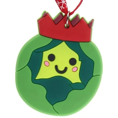 Image of Cute Brussels Sprout Hanging Christmas Tree Decoration Silicone Ornament Novelty Bauble Stocking Filler Secret Santa Colourful Multicoloured Small Gift Funny
