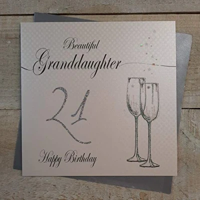 Image of WHITE COTTON CARDS LLF21GD&quot;Beautiful Granddaughter 21 Happy Birthday&quot; Handmade 21st Birthday Card,16cm x 16cm