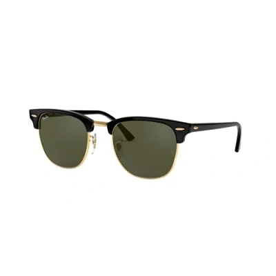 Image of Ray Ban Clubmaster Rectangular Sunglasses, Black (W0365 Ebony/arista)