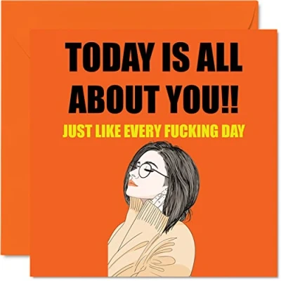 Image of Funny Birthday Cards for Women All About You Rude Mum, Sister, Wife, Daughter, Nan, Girlfriend, 145mm x Greeting Cards, Joke Humour 30th 40th 50th Bday
