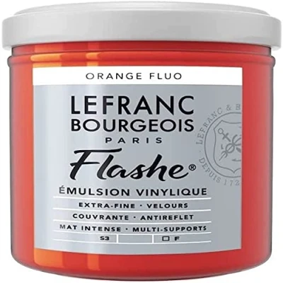 Image of Lefranc Bourgeois Acrylic Vinyl Emulsion, Fluorescent Orange, 125ml Tube Vinylfarbe