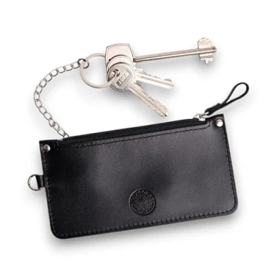 Image of Leather Wallet with Key Holder and Case Compact Zippered for Men Women (Black)