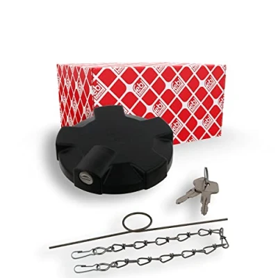 Image of 5001834430, 5001864551, 5001865160, 7485132554 Cap, fuel tank FEBI BILSTEIN 06286 90,5, 80mm Lockable with key, lock black seal VOLVO: FH II