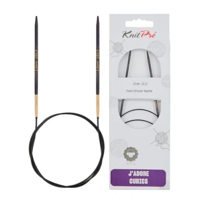 Image of KnitPro J&#039;Adore Cubics Knit Pins Circular Fixed Knitting Needles 40cm x 3.00mm, 26 1912103513, Purple
