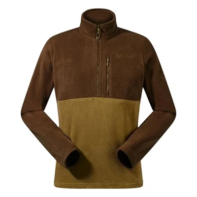Image of Berghaus Men&#039;s Prism Polartec Interactive Fleece Jacket Added Warmth Smart Fit Durable Design, Bark/Oak Moss, 2XL