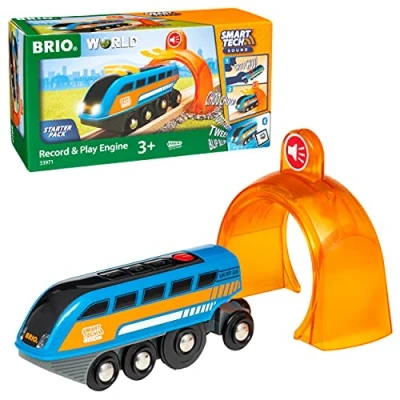 Image of BRIO World Smart Tech Sound Battery Powered Record &amp; Play Toy Train Engine for Kids Age 3 Years Up