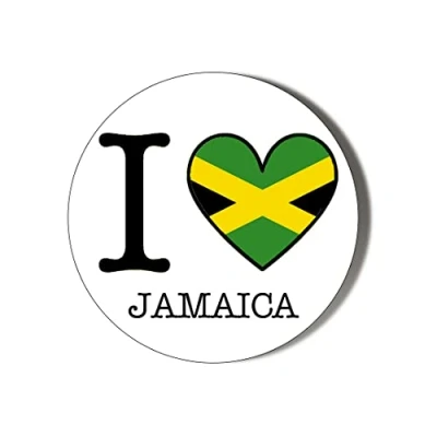 Image of I LOVE JAMAICA FLAG HEART SHAPED DESIGN 38mm Round Fridge Magnet