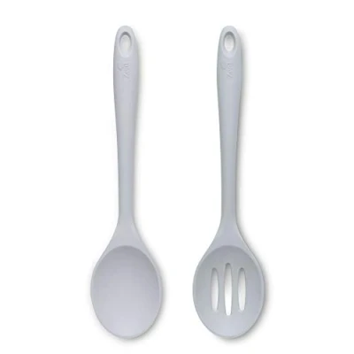 Image of Zeal JSET6S Non Stick Silicone Slotted Spoon &amp; Cooks 2 Piece Set French Grey