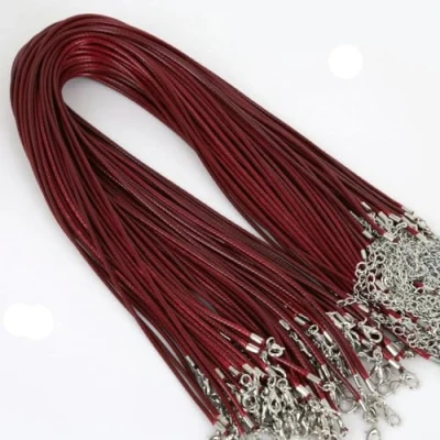 Image of 10Pcs 1.5/2mm Cotton Waxed Cord Adjustable Braided Rope String Necklace Chain with Lobster Clasp DIY Jewelry Making Handmade Burgundy 1.5mm