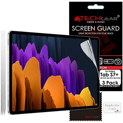 Image of TECHGEAR 3 Pack Galaxy Tab S7 Plus / S7+ 12.4&quot; Screen Protectors (SM T970 SM T975), Ultra CLEAR Protector Guard Cover Designed for Samsung