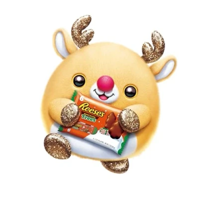 Image of Snackles Christmas 35 cm, Reindeer and Reese&#039;s Peanut Butter Trees by ZURU Cuddly Squishy Comfort Plush with License Snack Brand Accessory (Reindeer, Trees)