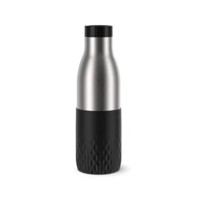 Image of TEFAL Bludrop N3110510 Water Bottle, 0.5 litres, Black Sleeve, Thermo, Stainless Steel, Silicone, Leak Proof, Sustainable,