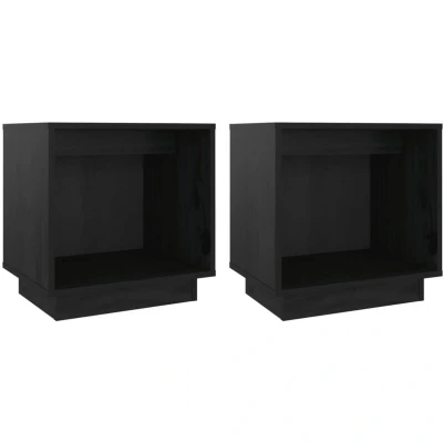 Image of vidaXL Bedside Cabinets 2 pcs Black 40x30x40 cm Solid Wood Pine
