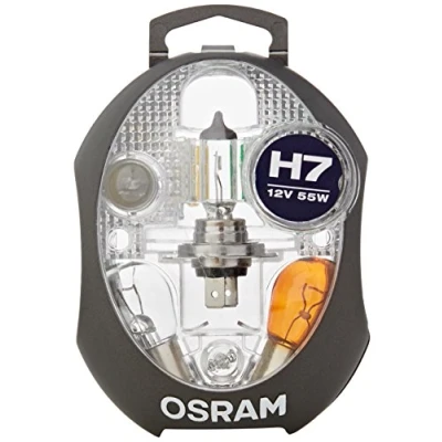 Image of OSRAM ORIGINAL spare lamp box H7, halogen headlamps, 12V passenger car, CLKM complete set (1 unit), white/Black