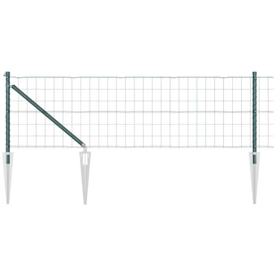 Image of vidaXL Euro Fence with 13 Spike Posts 0.6x25 m Galvanised Steel Green