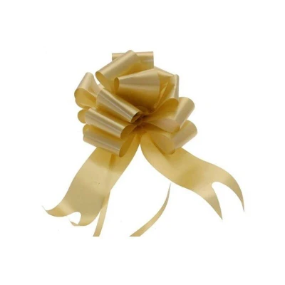 Image of SHATCHI Large 50mm/5cm Ribbon Pull Bows for Party Wall, Gift Wraps, Christmas Trees, Wedding, Birthday Hampers Decoration Florist, Gold, 20pcs